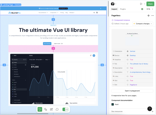 Share it with your developers with the Nuxt UI Pro Figma design kit